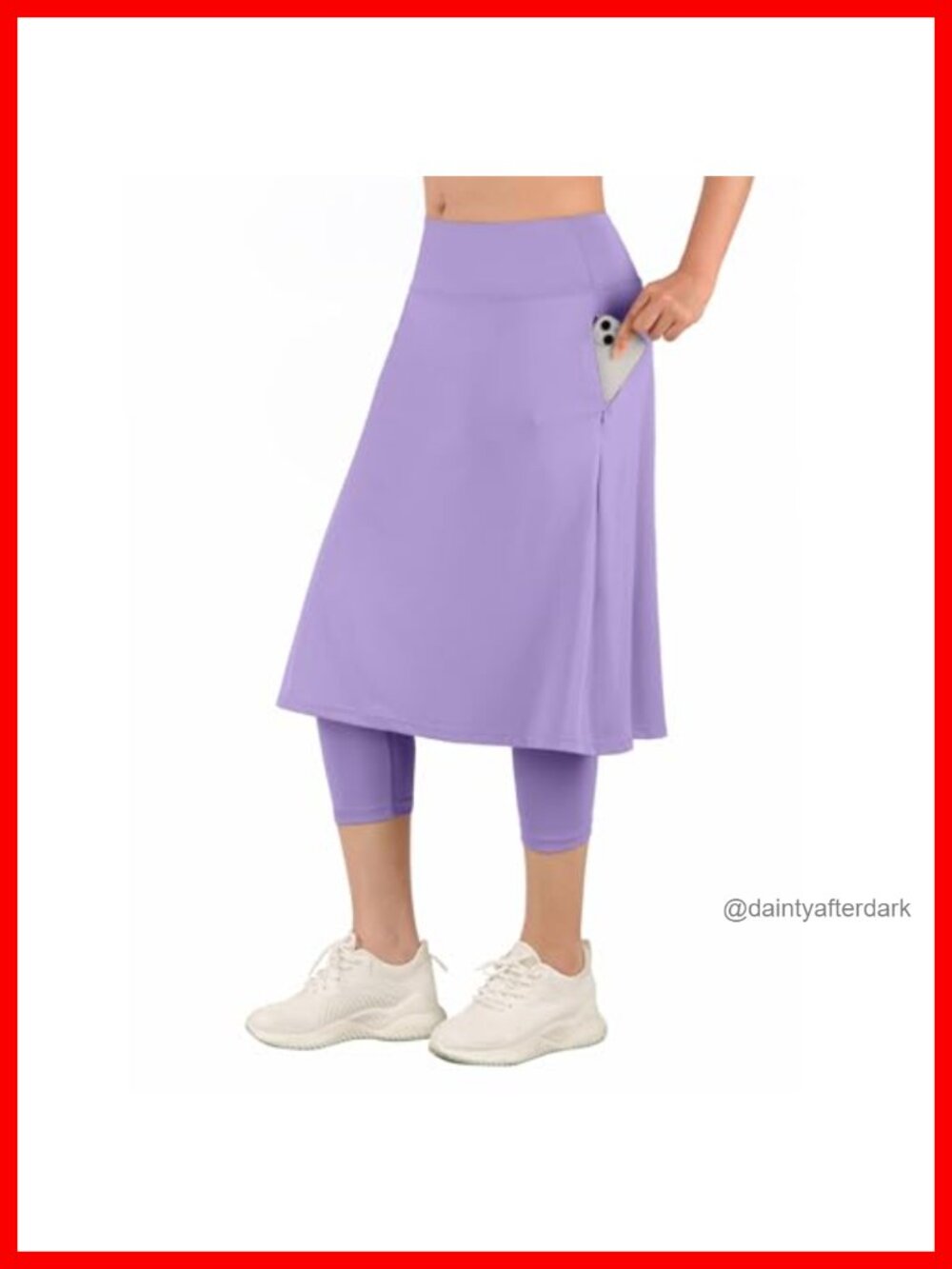 Women's Skirted Leggings with Pockets High Waist Athletic Running Skirt 24"